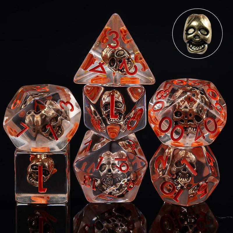 weyano D&D Resin Dice Set, Skull Polyhedral Dice for Dungeons and Dragons, RPG, MTG DND 7-DIE (D4, D6, D8, D10, D12, D20, D%) for Ages 15 and Up - Image 2